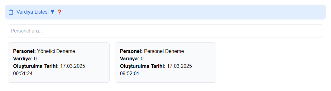 Yönetici Vardiya Listesi